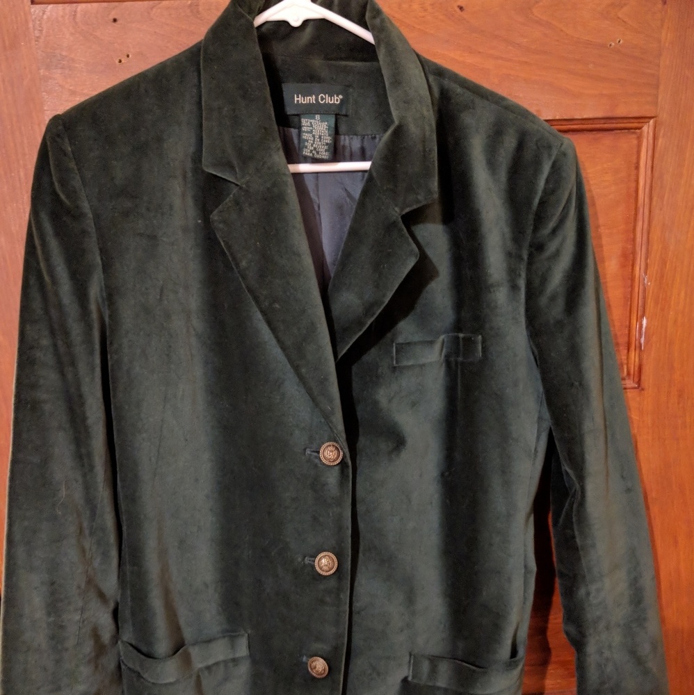 Green velvet blazer